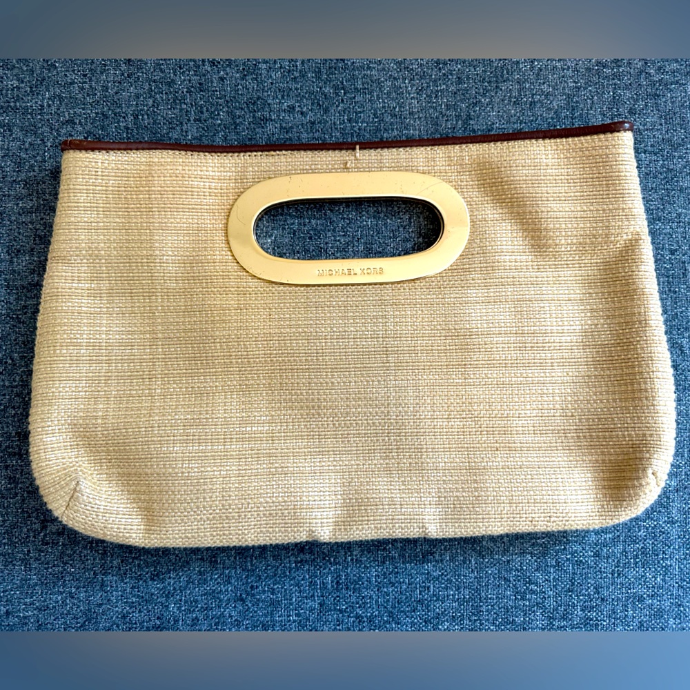 Michael Kors Tan Woven Clutch Bag